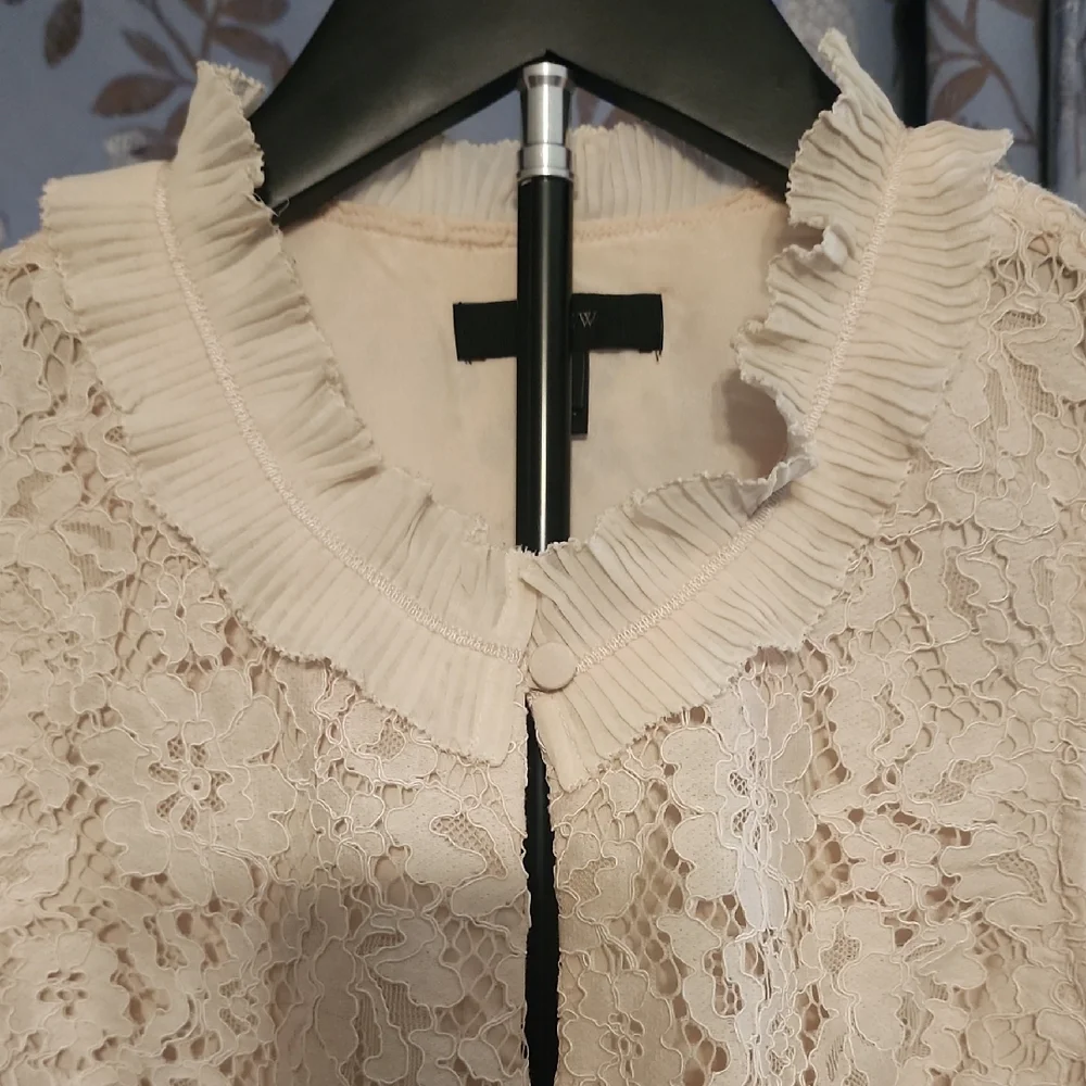 J. Crew Cream Lace Ruffle Collar Blouse - Picture 4 of 7